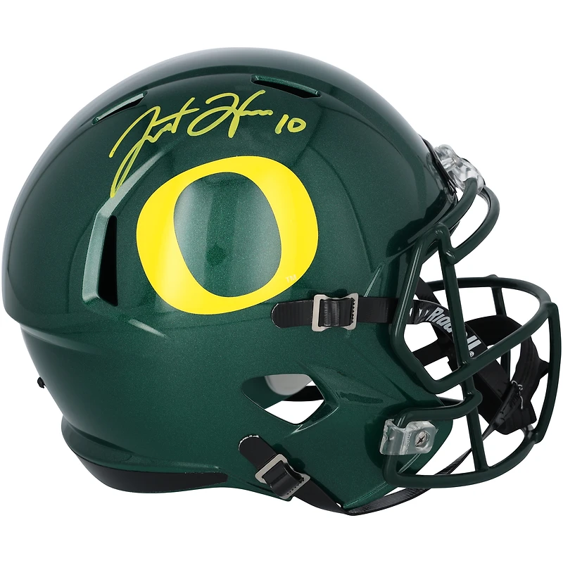 Justin Herbert Oregon Ducks Autographed Riddell Primary Green Speed Replica Helmet