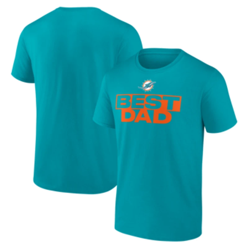 Men's Aqua Miami Dolphins Best Dad Father's Day T-Shirt