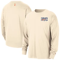 Men's Nike  Natural New York Knicks 2025/26 City Edition Remix Essential Logo Long Sleeve T-Shirt