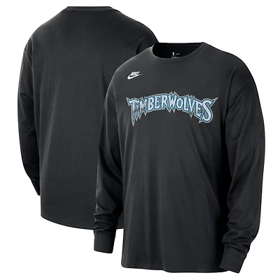 Unisex Nike Black Minnesota Timberwolves Classic Edition Hardwood Classics Essential Logo Long Sleeve T-Shirt