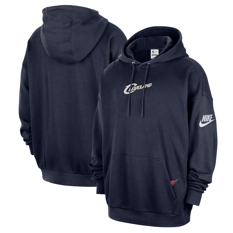 Men's Nike Navy Cleveland Cavaliers Classic Edition Hardwood Classics Premium Club Heavyweight Fleece Hoodie