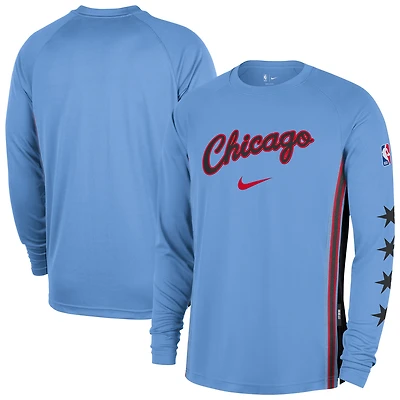 Men's Nike Blue Chicago Bulls 2025/26 City Edition Authentic Pregame Dri-FIT Long Sleeve Shooting T-Shirt