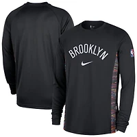 Men's Nike  Black Brooklyn Nets 2025/26 City Edition Authentic Pregame Dri-FIT Long Sleeve Shooting T-Shirt