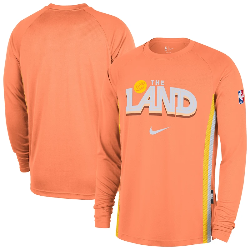 Men's Nike Orange Cleveland Cavaliers 2025/26 City Edition Authentic Pregame Dri-FIT Long Sleeve Shooting T-Shirt