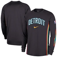 Men's Nike  Navy Detroit Pistons 2025/26 City Edition Authentic Pregame Dri-FIT Long Sleeve Shooting T-Shirt