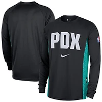 Men's Nike  Black Portland Trail Blazers 2025/26 City Edition Authentic Pregame Dri-FIT Long Sleeve Shooting T-Shirt