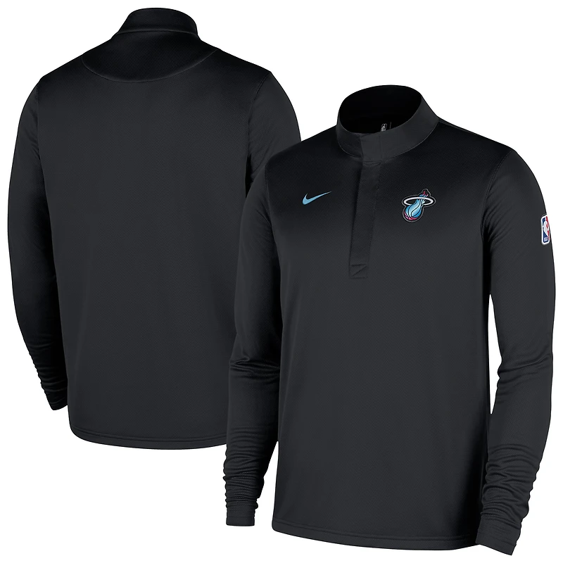 Men's Nike Black Miami Heat 2025/26 City Edition Remix Authentic Coaches Dri-FIT Half-Zip Top