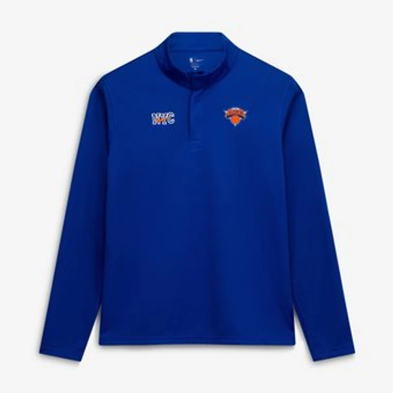 Men's Nike Blue New York Knicks 2025/26 City Edition Remix Authentic Coaches Dri-FIT Half-Zip Top