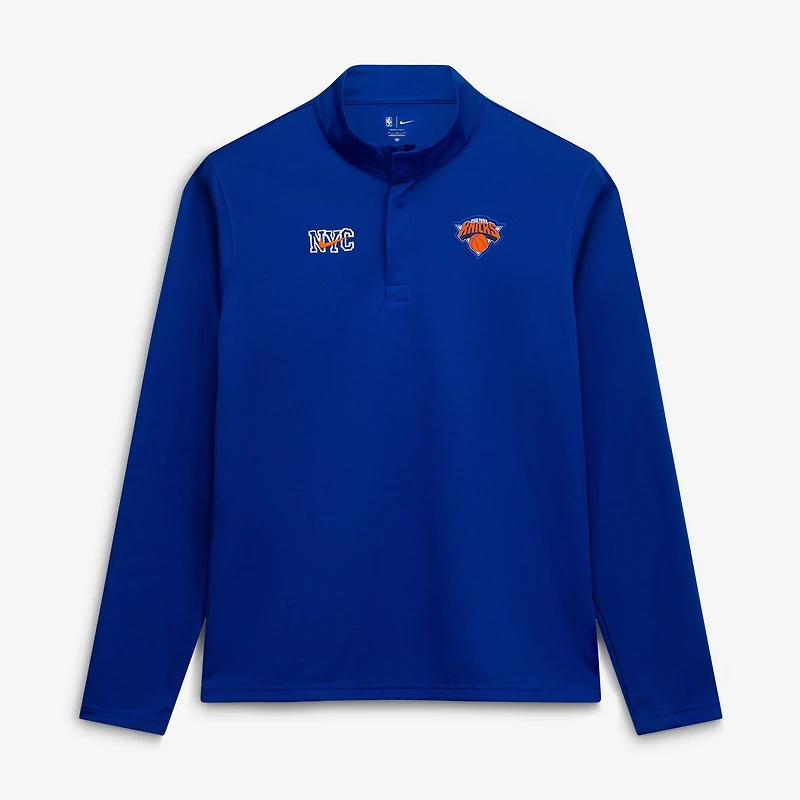 Men's Nike Blue New York Knicks 2025/26 City Edition Remix Authentic Coaches Dri-FIT Half-Zip Top
