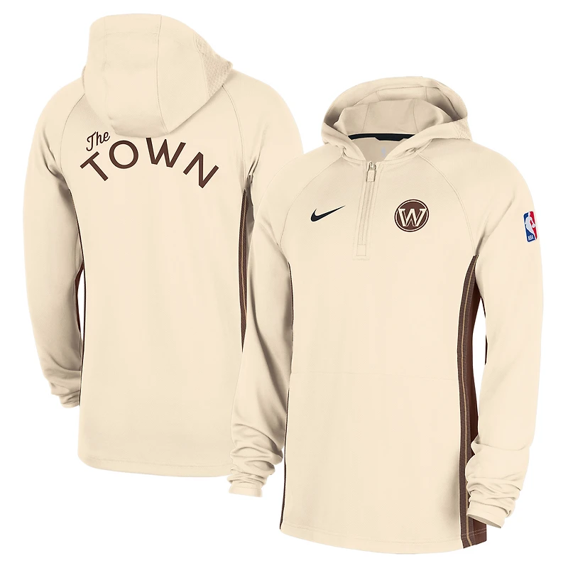 Men's Nike  Natural Golden State Warriors 2025/26 City Edition Remix Authentic On-Court Quarter-Zip Dri-FIT Hooded Jacket