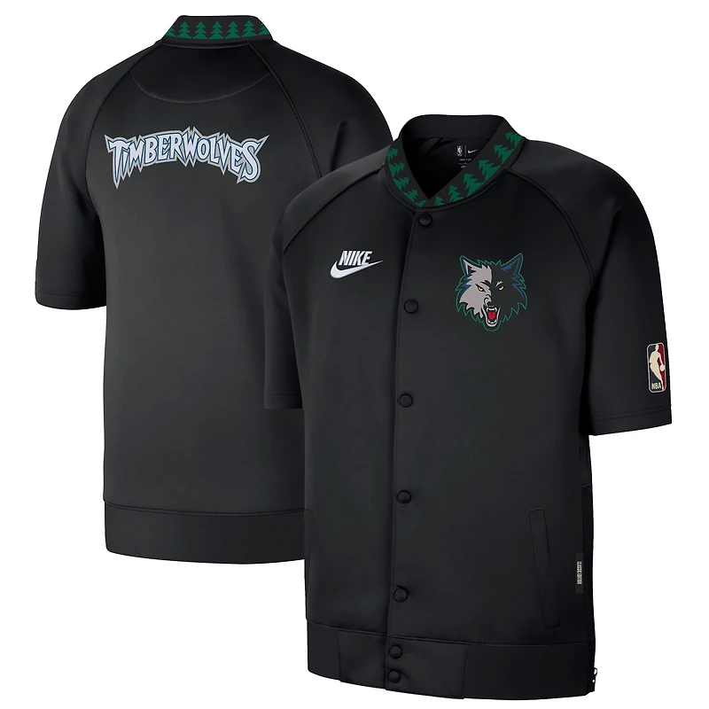 Men's Nike Black Minnesota Timberwolves Classic Edition Hardwood Classics Authentic On-Court Game Full-Zip Jacket