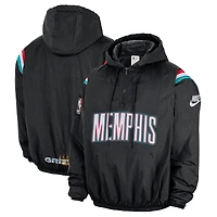 Men's Nike Black Memphis Grizzlies Hardwood Classics Therma-FIT Half-Zip Hooded Windbreaker
