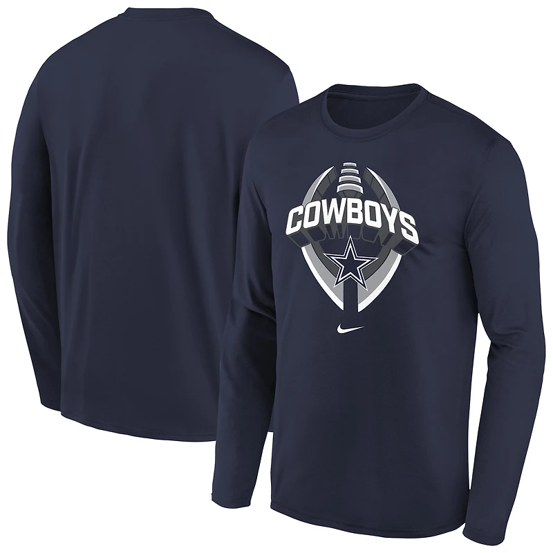 Youth Nike  Navy Dallas Cowboys Primetime Legend Icon Long Sleeve Performance T-Shirt