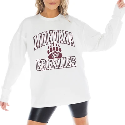 Women's Gameday Couture White Montana Grizzlies Mind Games Oversized Long Sleeve T-Shirt