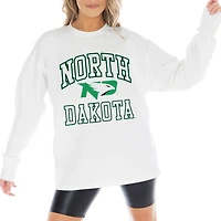 Women's Gameday Couture White North Dakota Mind Games Oversized Long Sleeve T-Shirt
