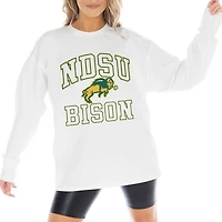 Women's Gameday Couture White NDSU Bison Mind Games Oversized Long Sleeve T-Shirt