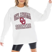 Women's Gameday Couture White Oklahoma Sooners Mind Games Oversized Long Sleeve T-Shirt