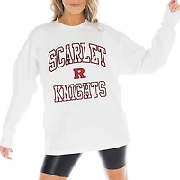 Women's Gameday Couture White Rutgers Scarlet Knights Mind Games Oversized Long Sleeve T-Shirt