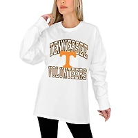 Women's Gameday Couture White Tennessee Volunteers Mind Games Oversized Long Sleeve T-Shirt