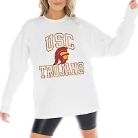 Women's Gameday Couture White USC Trojans Mind Games Oversized Long Sleeve T-Shirt