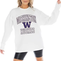 Women's Gameday Couture White Washington Huskies Mind Games Oversized Long Sleeve T-Shirt
