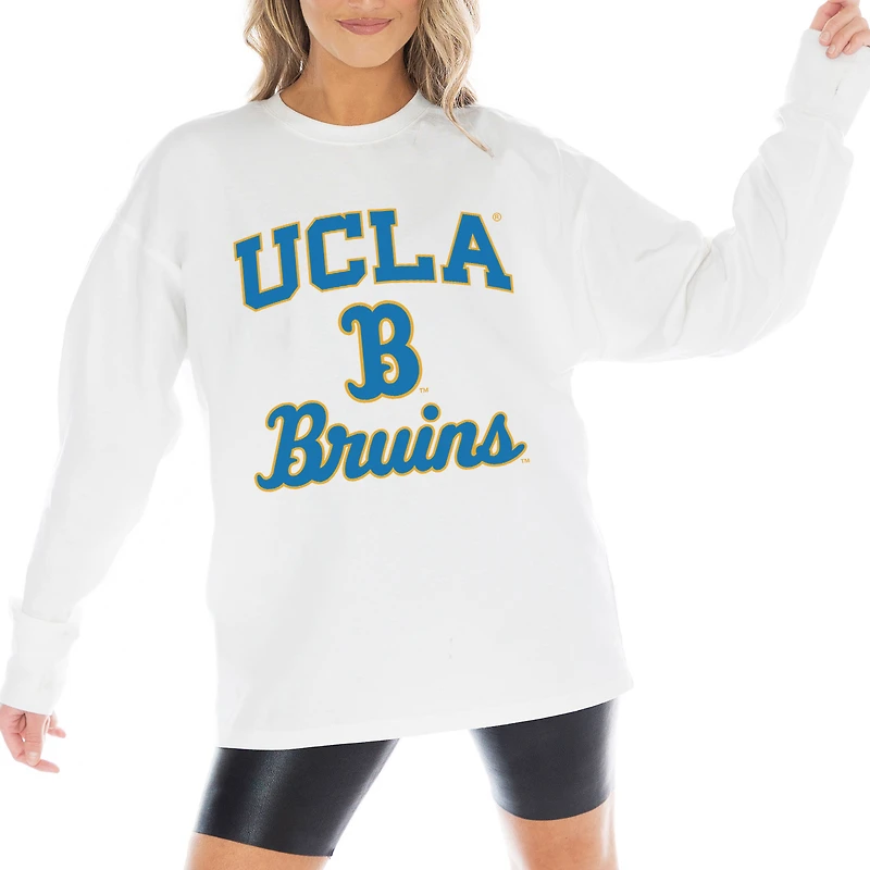 Women's Gameday Couture White UCLA Bruins Mind Games Oversized Long Sleeve T-Shirt