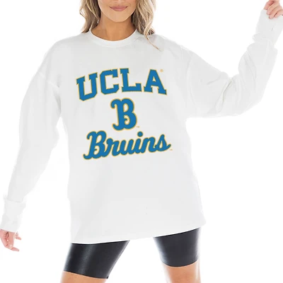Women's Gameday Couture White UCLA Bruins Mind Games Oversized Long Sleeve T-Shirt