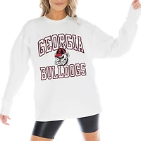 Women's Gameday Couture White Georgia Bulldogs Mind Games Oversized Long Sleeve T-Shirt