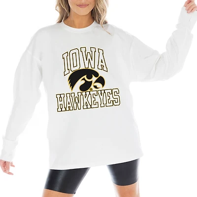 Women's Gameday Couture White Iowa Hawkeyes Mind Games Oversized Long Sleeve T-Shirt