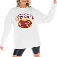 Women's Gameday Couture White Iowa State Cyclones Mind Games Oversized Long Sleeve T-Shirt