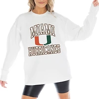 Women's Gameday Couture White Miami Hurricanes Mind Games Oversized Long Sleeve T-Shirt