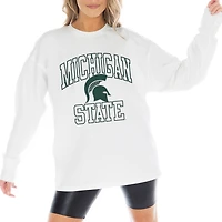 Women's Gameday Couture White Michigan State Spartans Mind Games Oversized Long Sleeve T-Shirt