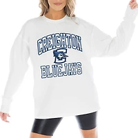 Women's Gameday Couture White Creighton Bluejays Mind Games Oversized Long Sleeve T-Shirt