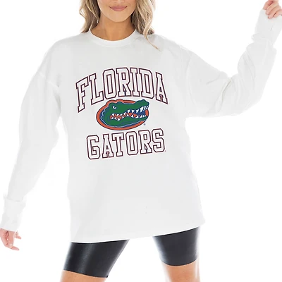 Women's Gameday Couture White Florida Gators Mind Games Oversized Long Sleeve T-Shirt