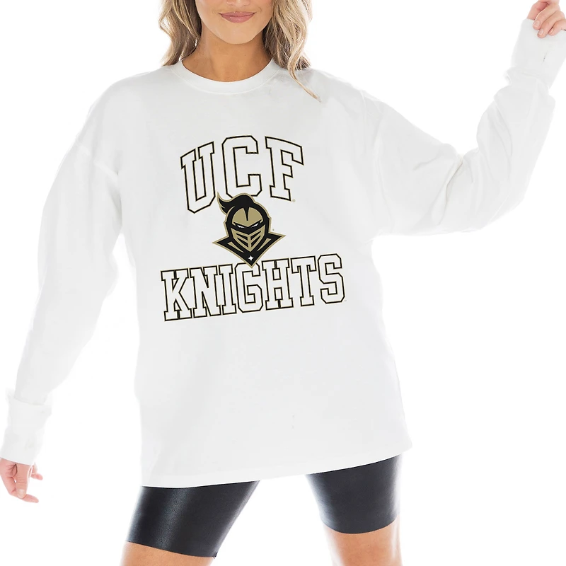 Women's Gameday Couture White UCF Knights Mind Games Oversized Long Sleeve T-Shirt