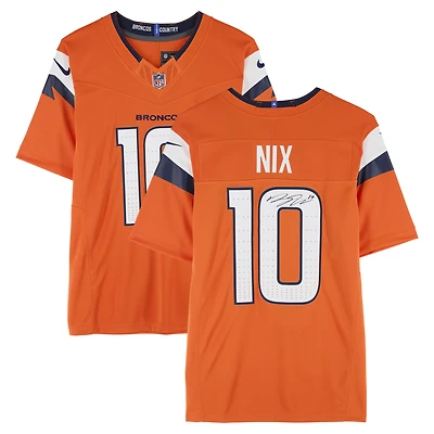 Bo Nix Denver Broncos Autographed Nike Orange Limited Jersey