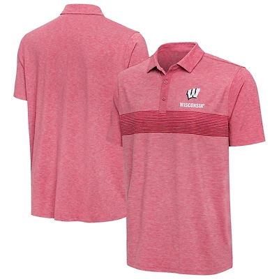 Men's Antigua Heather Red Wisconsin Badgers Dashing Polo