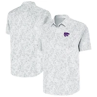 Men's Antigua White Kansas State Wildcats Lush Button-Up Shirt
