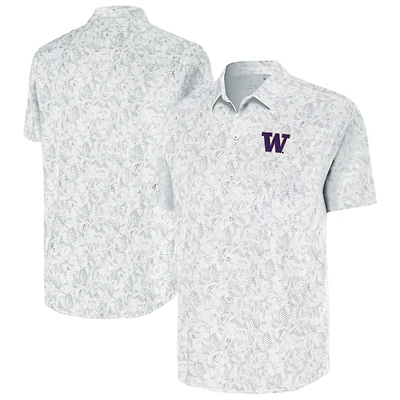 Men's Antigua White Washington Huskies Lush Button-Up Shirt
