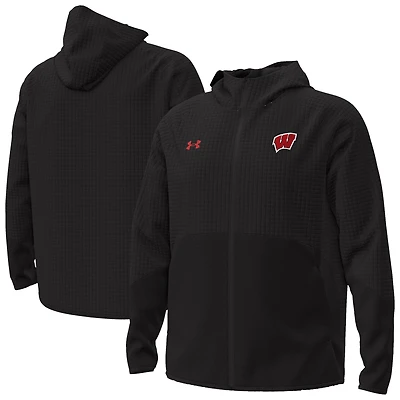 Men's Under Armour Black Wisconsin Badgers Unstoppable Raglan Full-Zip Jacket