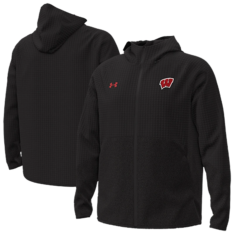 Men's Under Armour Black Wisconsin Badgers Unstoppable Raglan Full-Zip Jacket