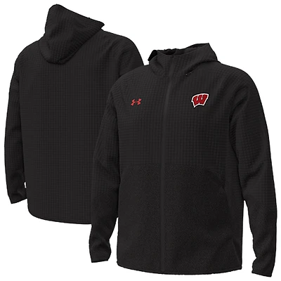 Men's Under Armour Black Wisconsin Badgers Unstoppable Raglan Full-Zip Jacket
