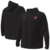 Men's Under Armour Black Wisconsin Badgers Unstoppable Raglan Full-Zip Jacket