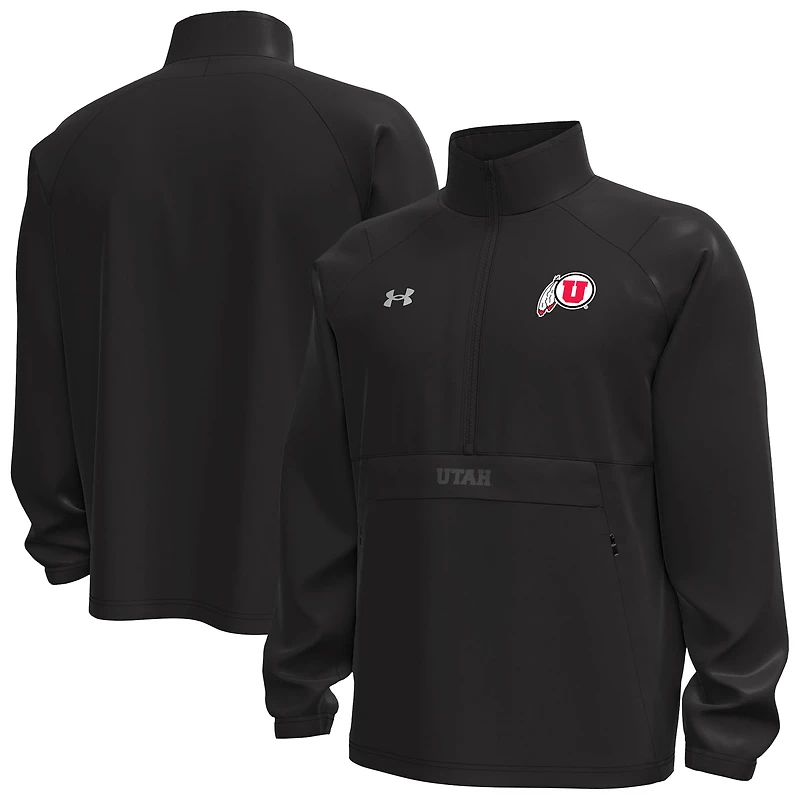 Men's Under Armour Black Utah Utes Unstoppable Woven Anorak Half-Zip Jacket