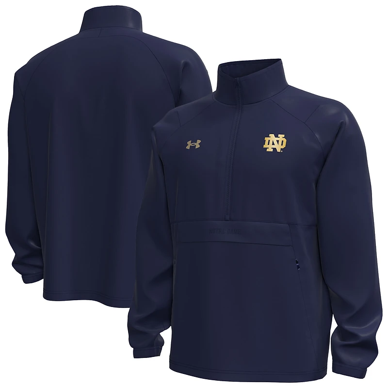 Men's Under Armour Navy Notre Dame Fighting Irish Unstoppable Woven Anorak Half-Zip Jacket
