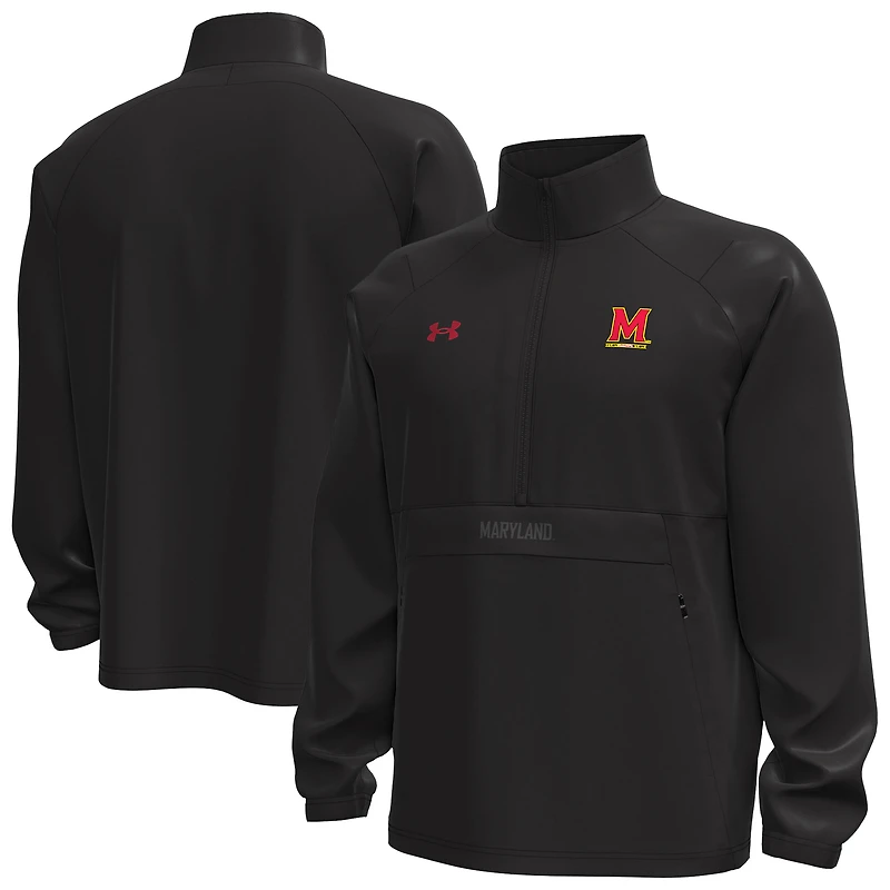 Men's Under Armour  Black Maryland Terrapins Unstoppable Woven Anorak Half-Zip Jacket