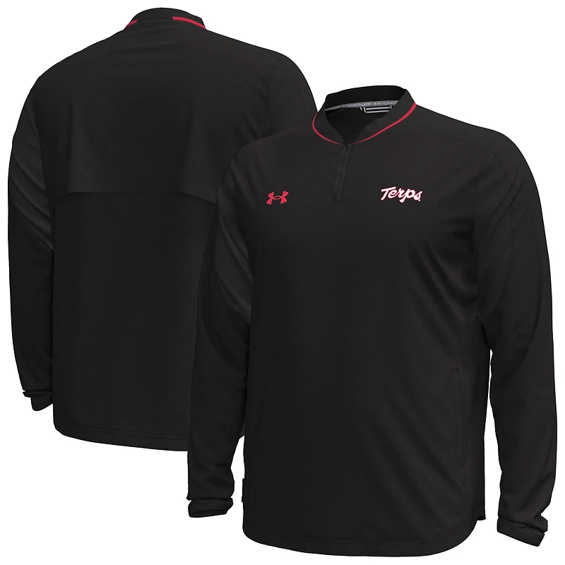 Men's Under Armour Black Maryland Terrapins Motivate Long Sleeve Quarter-Zip Jacket
