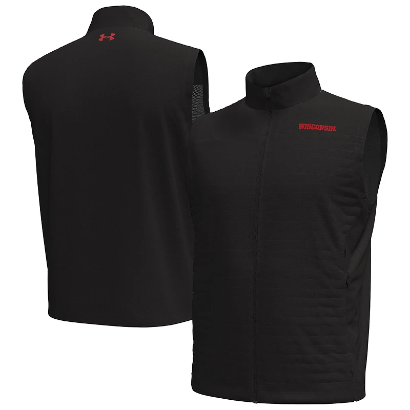Men's Under Armour  Black Wisconsin Badgers Drive Pro Storm Full-Zip Vest