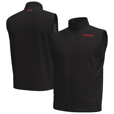 Men's Under Armour  Black Wisconsin Badgers Drive Pro Storm Full-Zip Vest