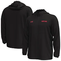 Men's Under Armour Black Maryland Terrapins Rival Stretch Woven Full-Zip Hoodie Jacket
